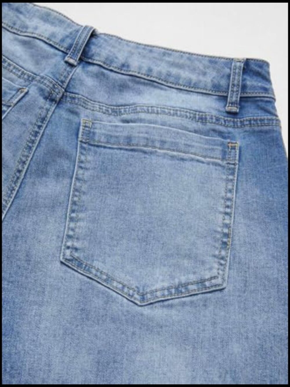 Wide Leg Baggy Jeans with Stitch Decor Denim Mid Waist - Picture 6 of 6